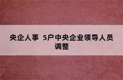 央企人事  5户中央企业领导人员调整